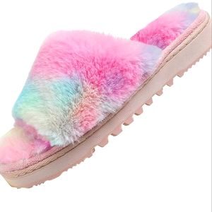 The BEST Ultimate Luxurious Slippers / Fuzzy Rainbow House Shoes